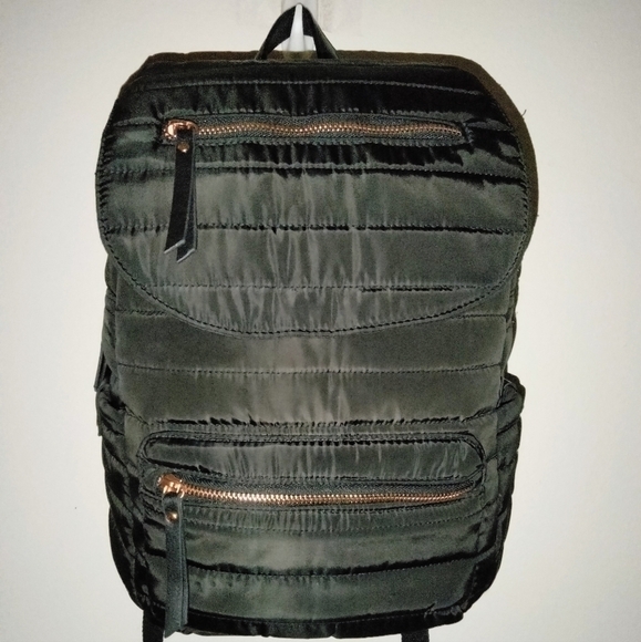 Black & Rose Gold Accent (Designer Inspired) Puffer Travel/Work/School Backpack - Picture 14 of 16